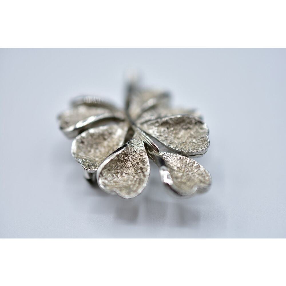 Vintage Pin Brooch Silver Tone Plant Leaf Fall Autumn Textured Metal Chic Bin5 - Picture 8 of 10